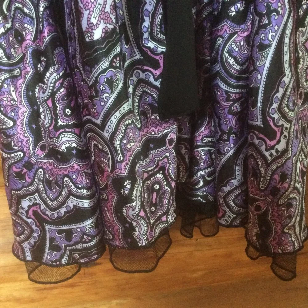 Babydoll Studio Y Purple/Black Paisley Y2K Fairycore Satin Dress Size Medium* - Picture 3 of 4